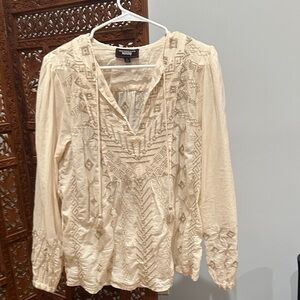 Johnny Was Cream Embroidered Blouse